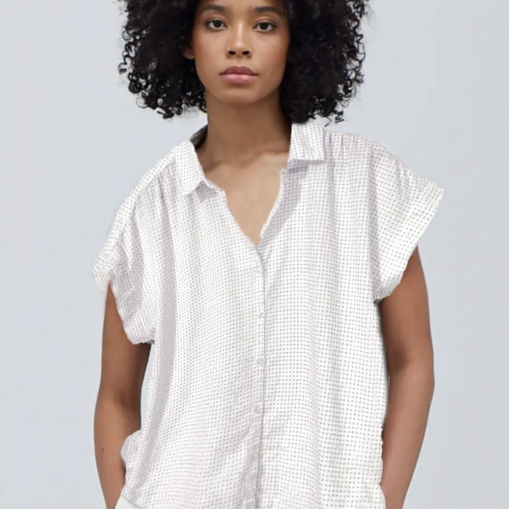 Ellison Print Cotton Short Sleeve Button Up Shirt